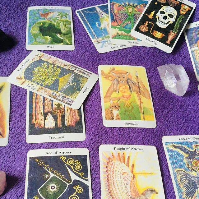 Tarot card reading being carried out