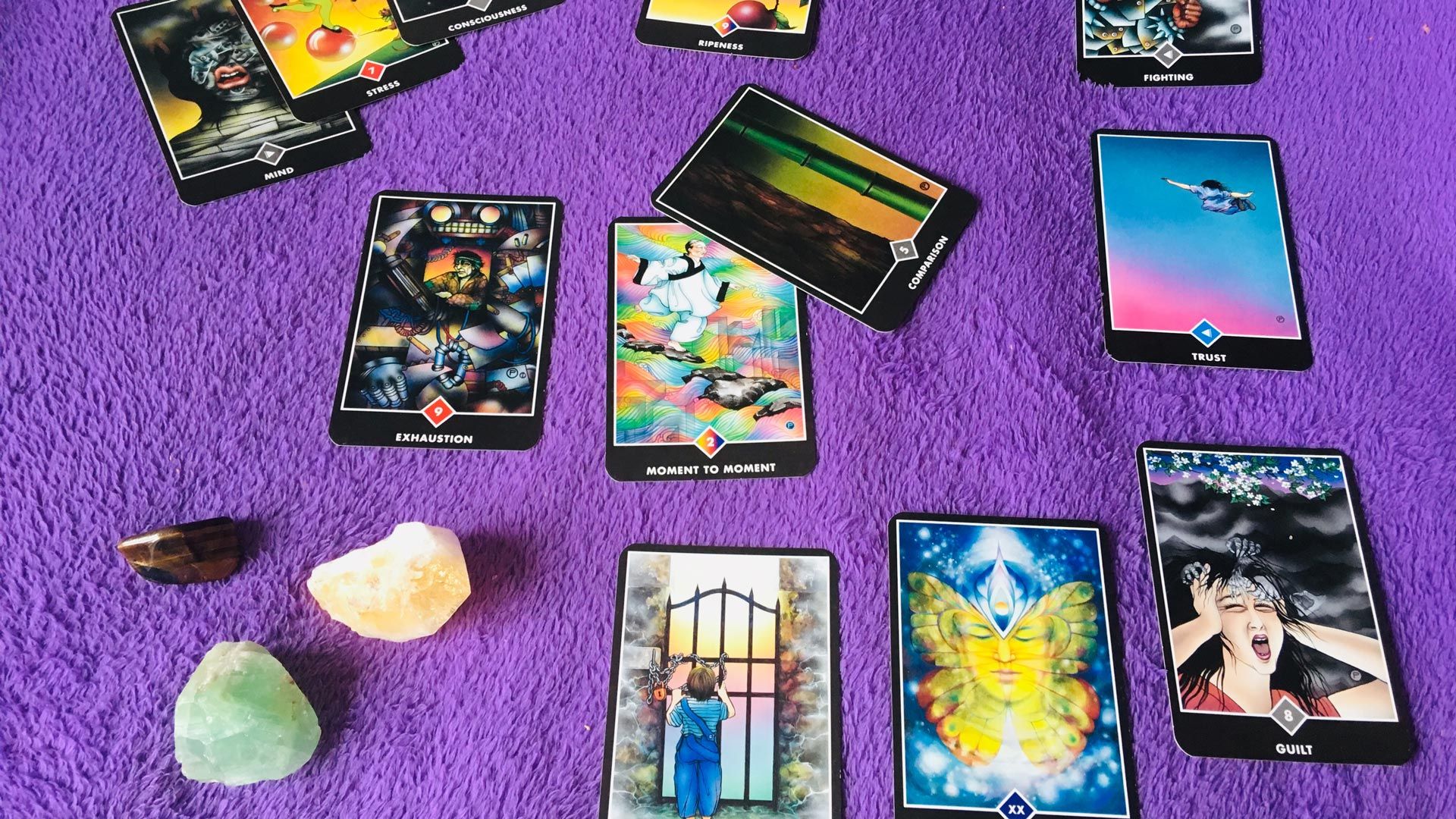 Tarot card reading cards laid out