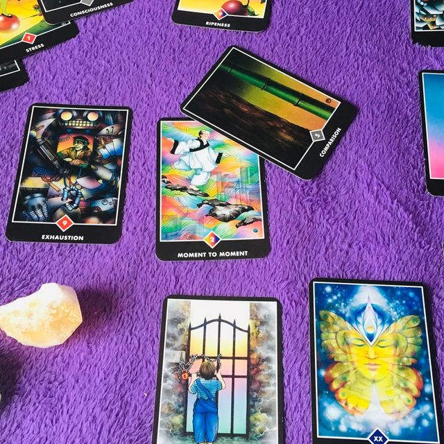 Tarot card reading cards laid out